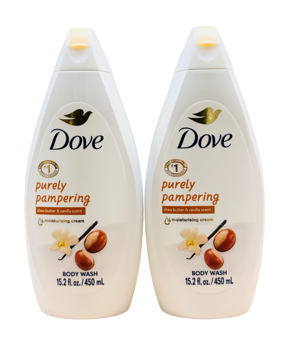 Dove 2ct Purely Pampering Body Wash Shea Butter & Vanilla 15.2 fl oz / 450 mL Each