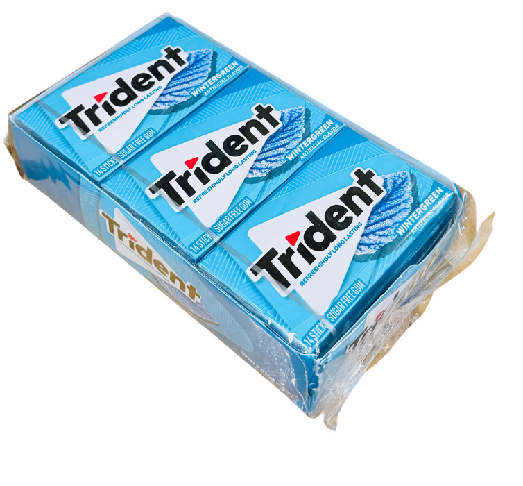 Trident Sugar-Free Gum, Wintergreen, 12 Packs of 14 Sticks