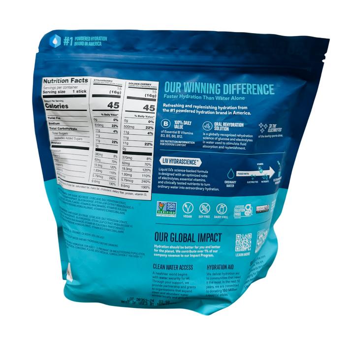 Liquid  I.V.  30pk Hydration Multiplier- Strawberry & Golden Cherry