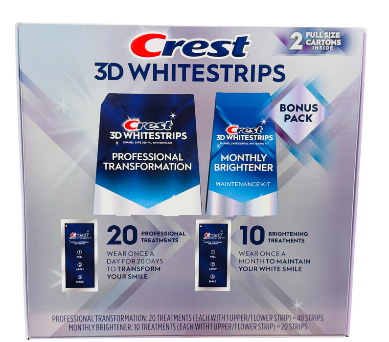 Crest 3D Whitestrips 20 Professional Treatments (40 strips) with 10 Bonus treatments (20strips)
