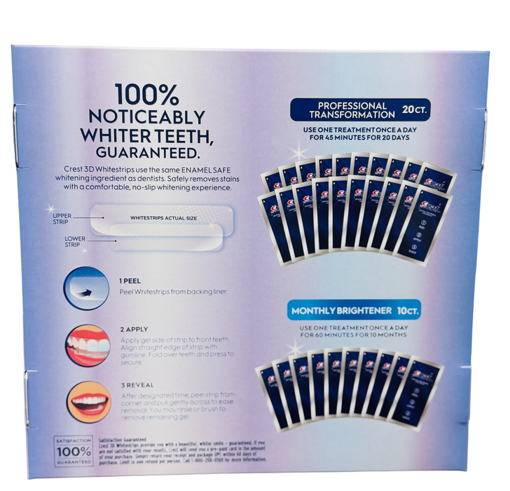 Crest 3D Whitestrips 20 Professional Treatments (40 strips) with 10 Bonus treatments (20strips)