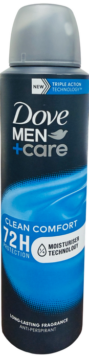 Dove Men+Care Clean Comfort (6 Pack) – 48H Protection + Comfort Anti-Perspirant Deodorant Spray, 150ml Each