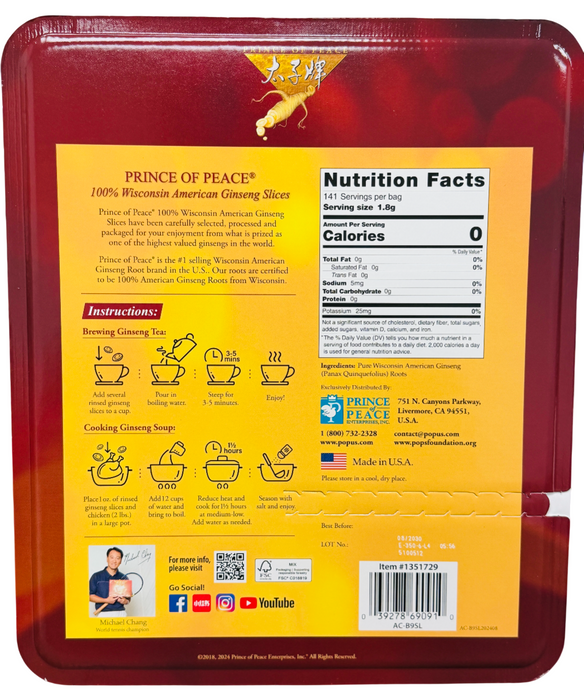 Prince Of Peace Ginseng Slices, 9 oz.BB 08/2030