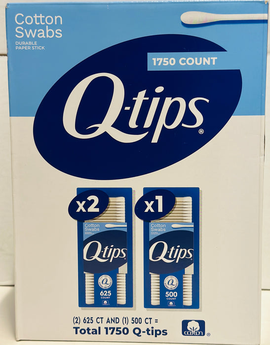 Q-tips Cotton Swabs - Club count  (2) 625 count + (1) 500ct = 1750ct