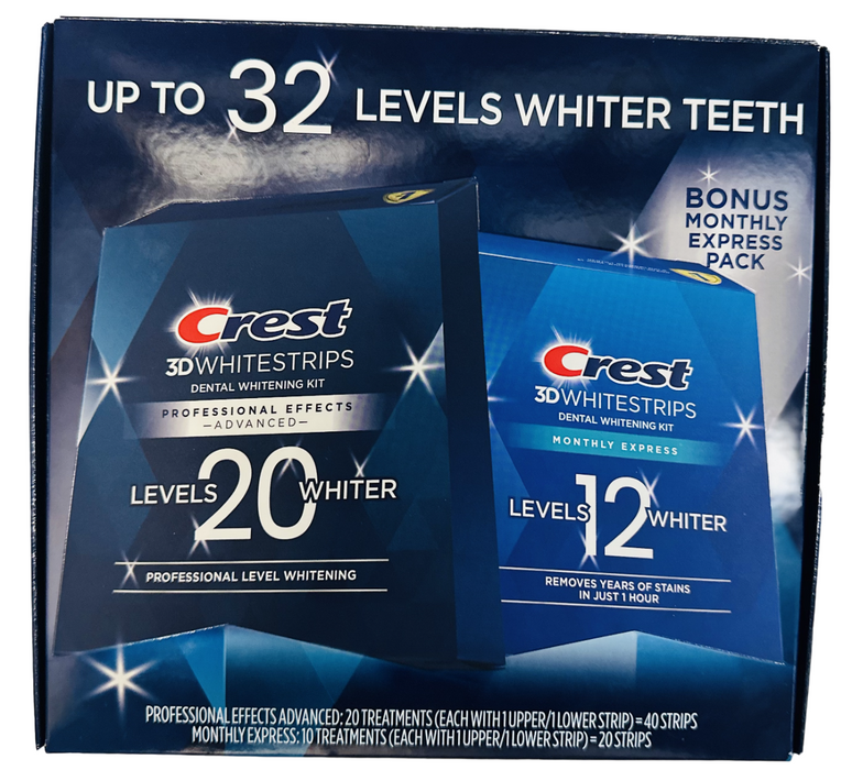 Crest 32 Ct 3DWhiteStrips Dental Whitening kit