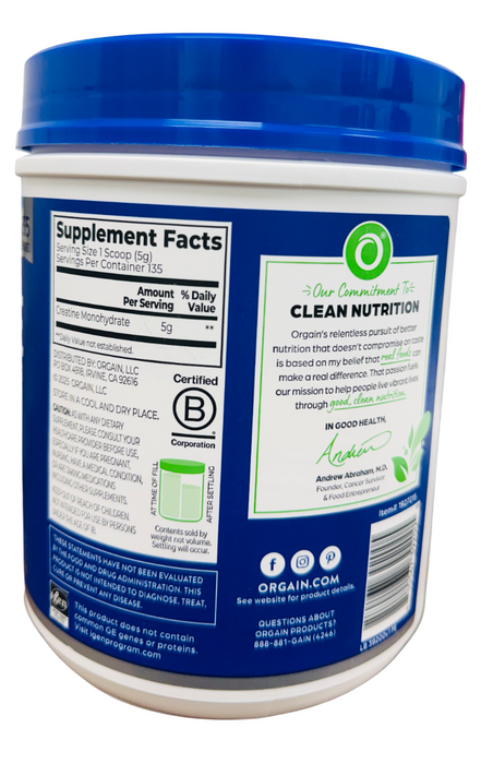 Orgain Creatine Monohydrate Powder 5g - Muscle & Recovery Support(1.48lb)