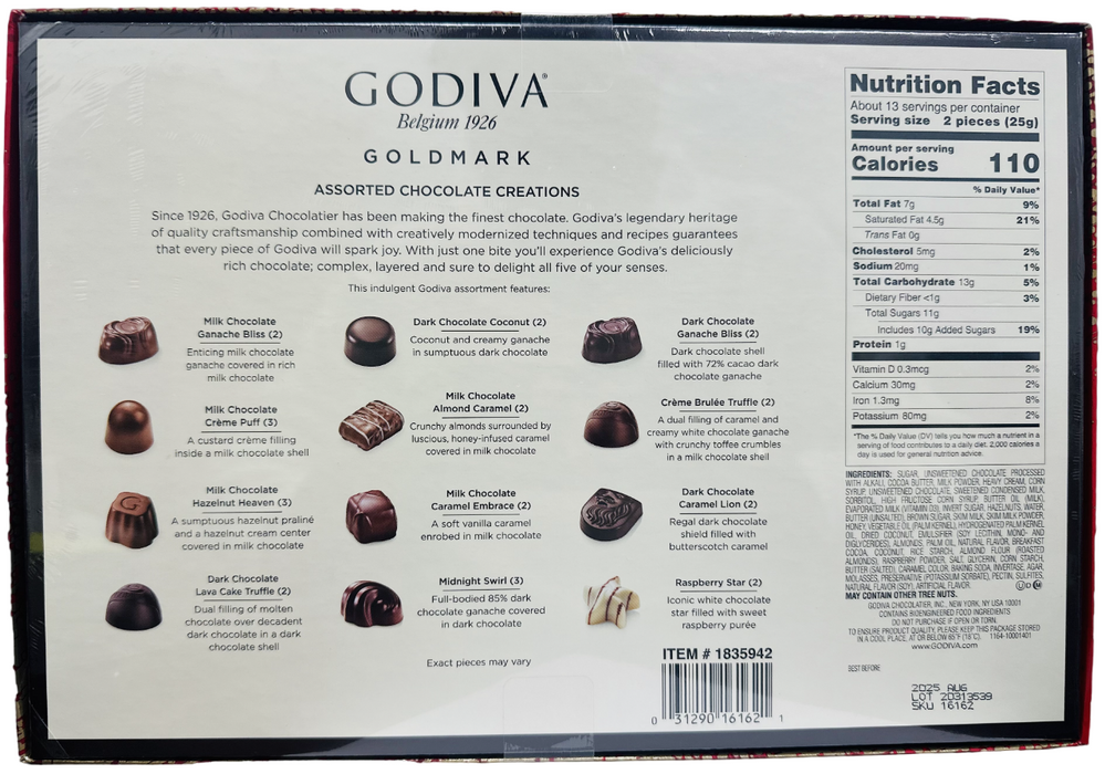 Godiva Belgium 27 Pieces Assorted Chocolates, 11.3 OZ