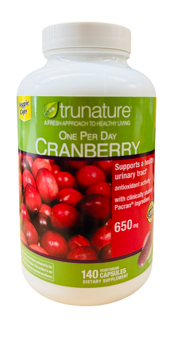 Trunature 140ct Pacran Cranberry, 650mg Vegetarian Capsules