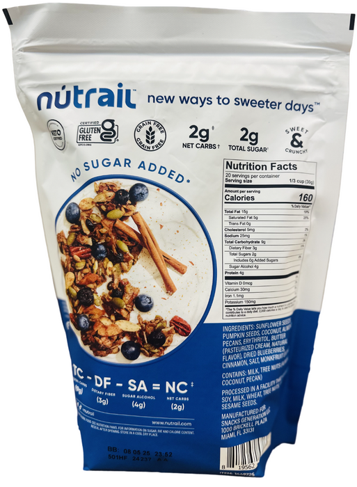 Nutrail Blueberry Cinnamon Sweet & Crunchy Nut Granola, 22 oz.