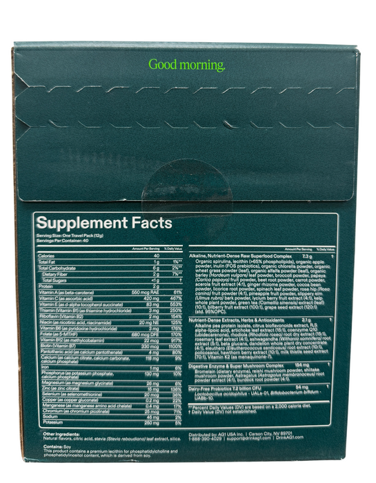 AG1 40ct Daily Foundational Nutrition  Travel Packs