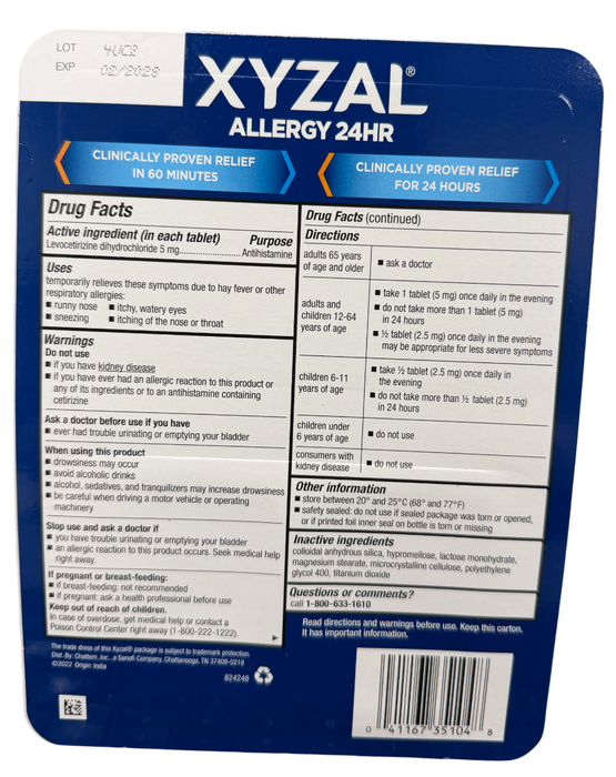 XYZAL Allergy 24HR 2 pk./55 ct.