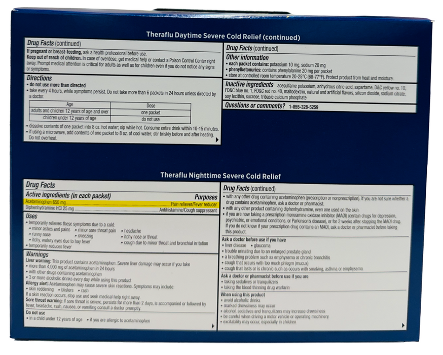 Theraflu Multi-Symptom + Nighttime Severe Cold & Cough, 24 Powder Packets