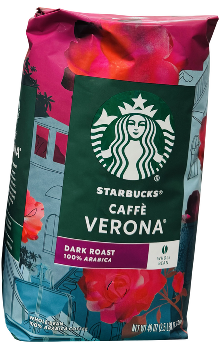 Starbucks Caffè 40 oz Verona Dark Roast Whole Bean Coffee, 100% Arabica, 2.5 lbs