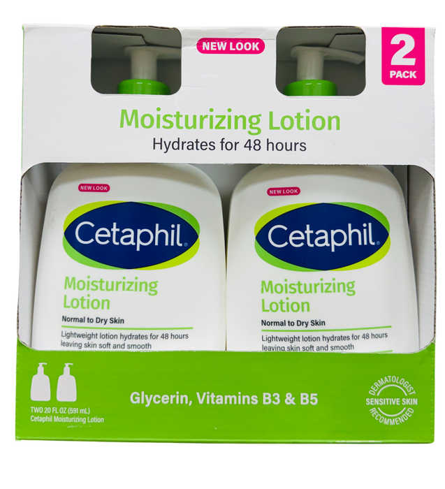 Cetaphil 2ct Moisturizing Lotion 20 fl oz – Hydrates 48 Hours, Lightweight, Fragrance-Free