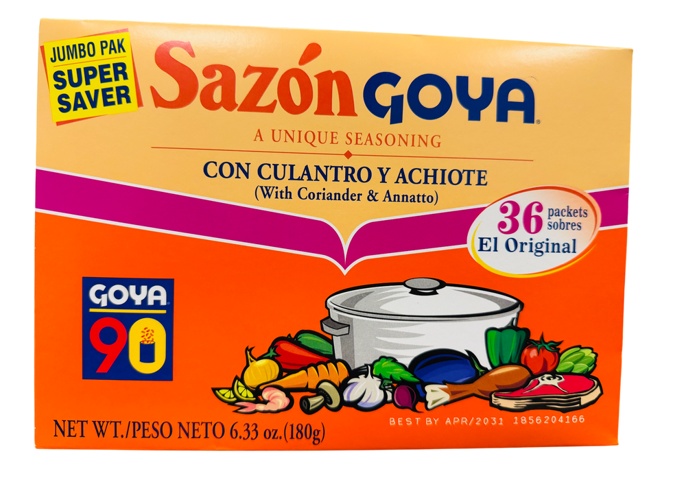 Goya Sazón Con Culantro y Achiote Seasoning Packets, 36 Count (6.33 oz)