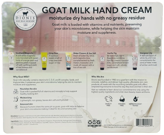 DIONIS 5pc - Goat Milk inspired hand cream 1oz - Assorted gift set.