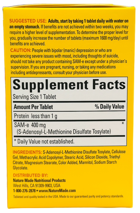 Nature Made 60 Tablets SAM-e Complete 400 mg