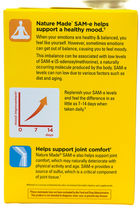 Nature Made 60 Tablets SAM-e Complete 400 mg