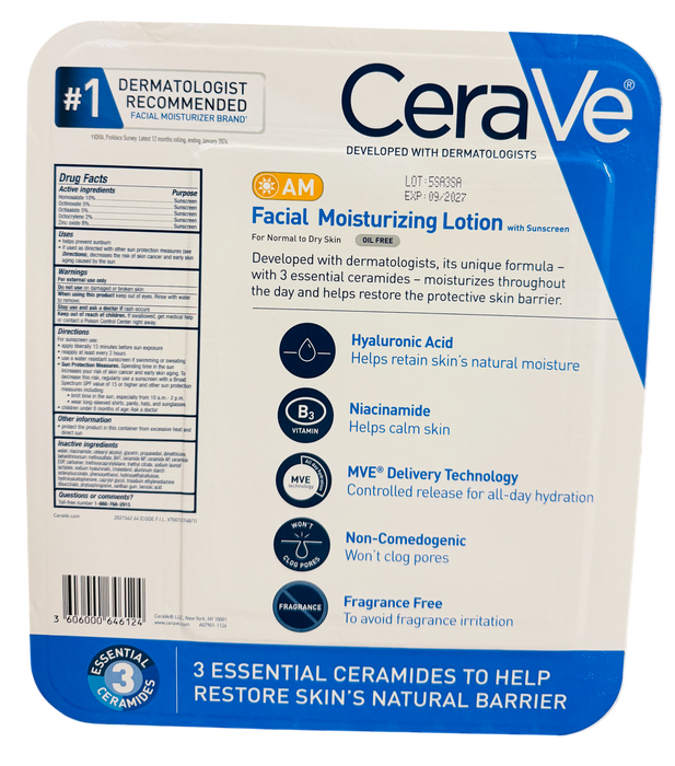 CeraVe AM Facial Moisturizing Lotion SPF 30 (2 Pack), 3 fl oz Each