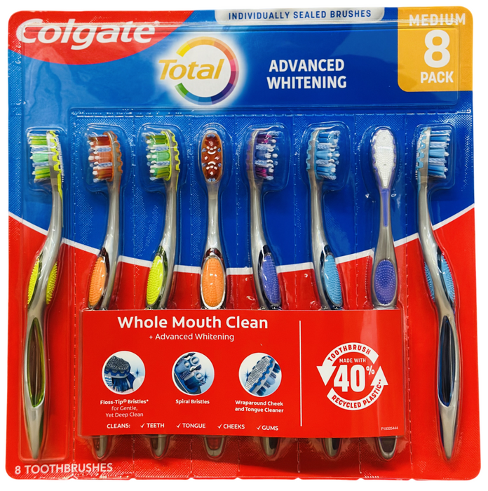 Colgate 8ct Total Advanced Whitening Medium Toothbrushes