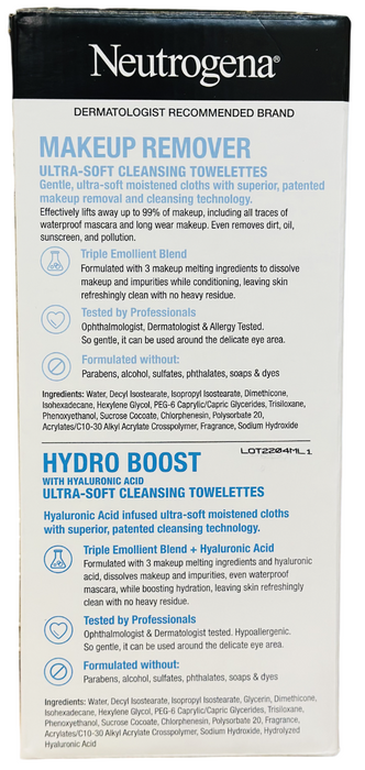 Neutrogena 125ct Makeup Remover and Hydro Boost Cleansing Towelettes