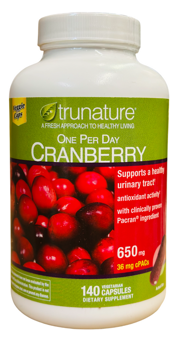 trunature 140ct Pacran Cranberry, 650mg Vegetarian Capsules