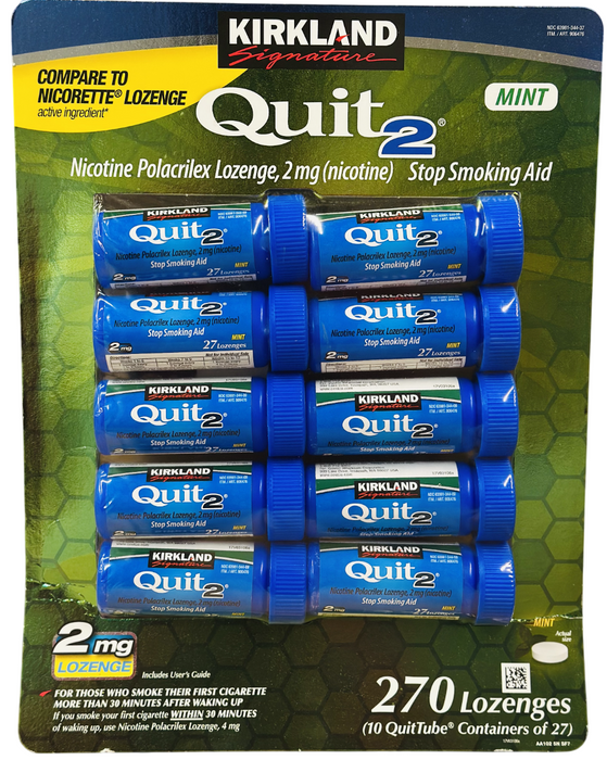 Kirkland 270ct Quit2 Mint Nicotine Lozenges, 2mg