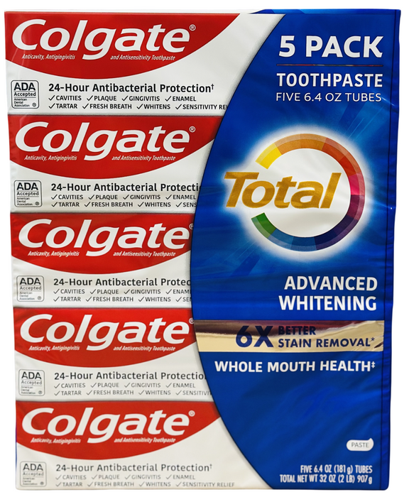 Colgate Total 5 Pack Advanced Whitening Toothpaste 6.4 oz