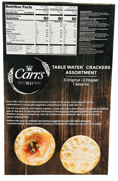 Carr's 6pack Table Water Crackers Assortment, 25.5oz