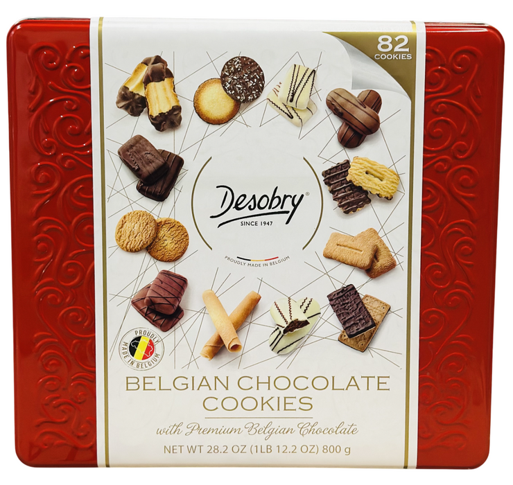 Desobry 82ct Belgian Chocolate Cookies Tin, 28.2 oz