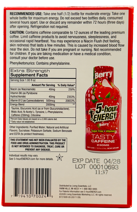 5-hour Energy 24-Count Extra Strength Berry Pack