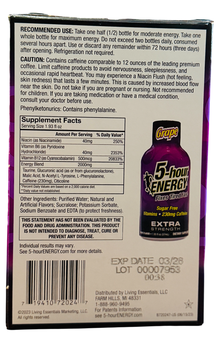 5-hour Energy Extra Strength Grape, 24-Count Mega Value Pack