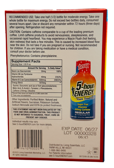 5-hour Energy 24-Count Mega Value Pack, Berry Flavor, Regular Strength