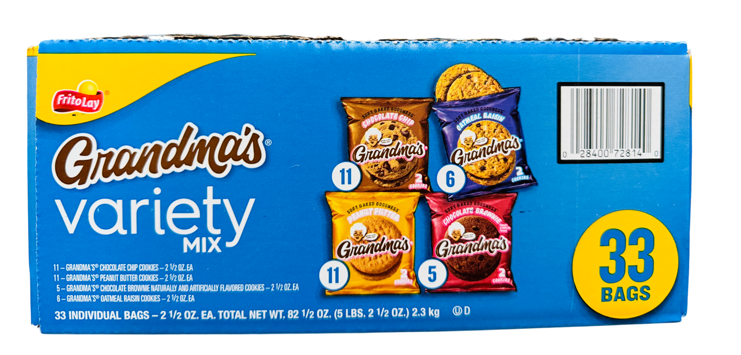 Grandma's 33 Pack Variety Mix Cookies, 5.16 lbs