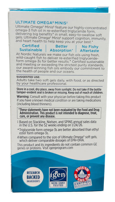 Nordic Naturals Ultimate Omega Fish Oil, 110 Mini Softgels, Lemon Flavor
