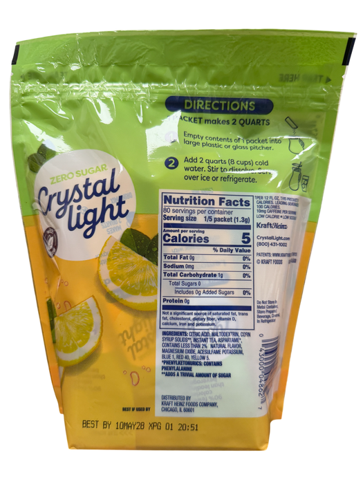 Crystal Light Zero Sugar Lemon Iced Tea Drink Mix, 16 Packets, Makes 32 Quarts, 4.26 oz