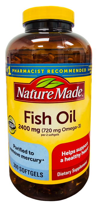 Nature Made 300 ct Fish Oil 2400 mg Softgels – 720 mg Omega-3 per Serving