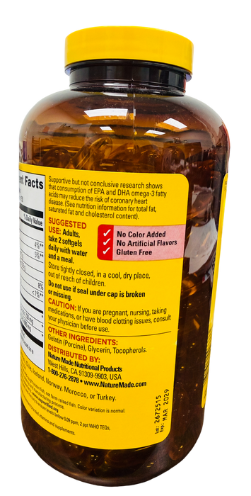 Nature Made 300 ct Fish Oil 2400 mg Softgels – 720 mg Omega-3 per Serving