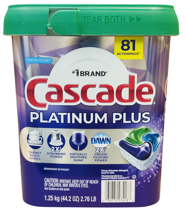 Cascade Platinum 81 Count ActionPacs Dishwasher Detergent, Fresh Scent