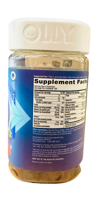 OLLY 200 Count Men's Multivitamin Gummies, Berry Bold Flavor