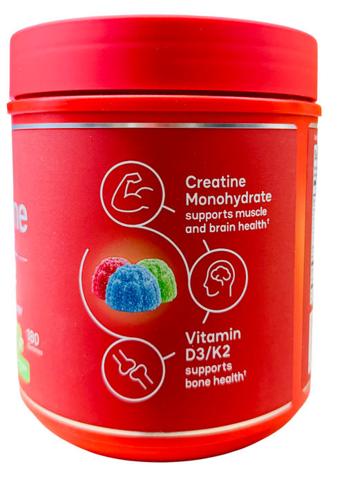 Zena Creatine Monohydrate + D3/K2 Assorted flavor Gummies, 180 Count