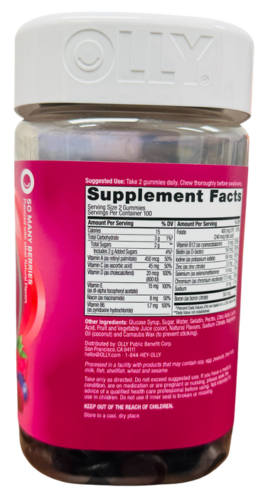 OLLY 200 Count Women's Multivitamin Gummies, So Many Berries Flavor