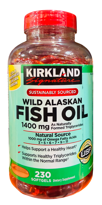 Kirkland Signature 230 Count Wild Alaskan Fish Oil 1400 mg Omega-3 Softgels