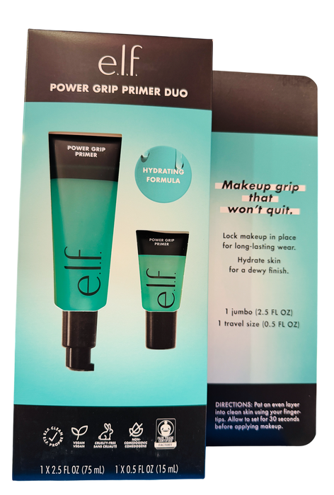 e.l.f. 2 Pack Power Grip Primer Duo, Hydrating Makeup Primer, 2.5 fl oz & 0.5 fl oz