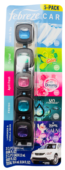 Febreze Car Vent Clips Air Freshener Variety Pack (5 Pack)