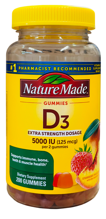 Nature Made 200ct Extra Strength Vitamin D3 Gummies 5000 IU