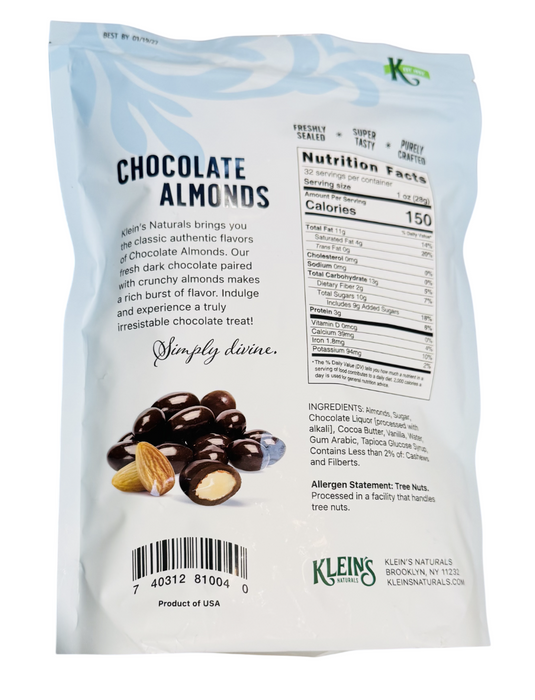 Klein's Natural Chocolate Almonds 32 oz.