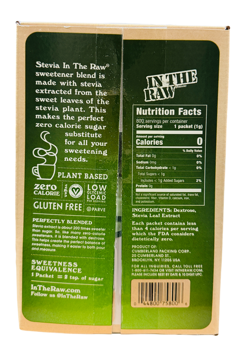 Stevia In The Raw Zero Calorie Sweetener Blend, 800 Packets (28.2 oz)