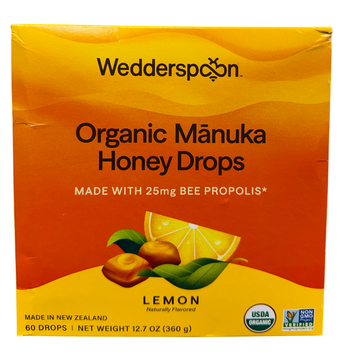 Wedderspoon 60ct Organic Lemon Manuka Honey Drops