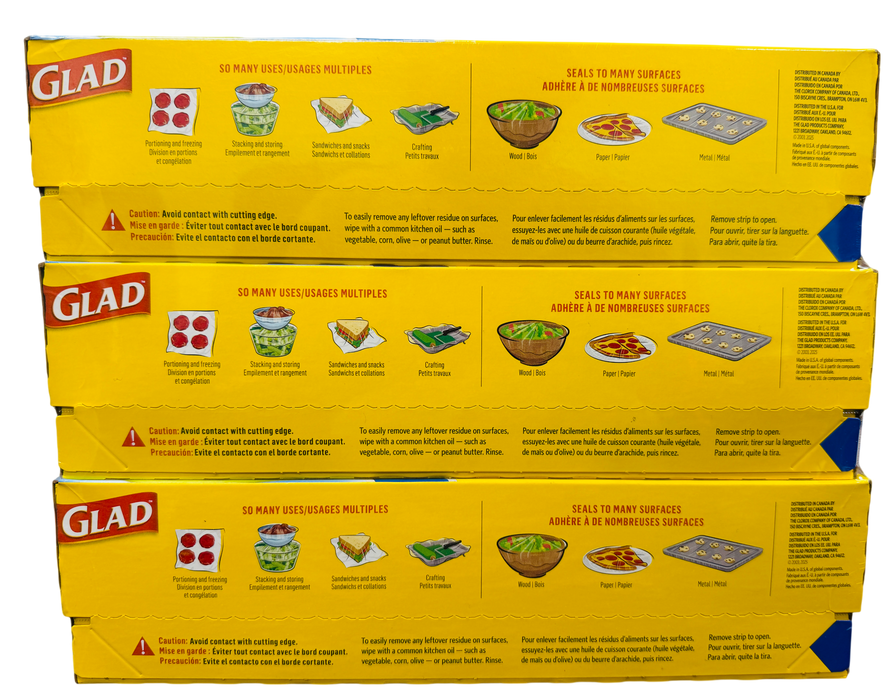Glad 3 Pack Press’n Seal Multipurpose Sealing Wrap, 140 Sq Ft Each, 420 Sq Ft Total